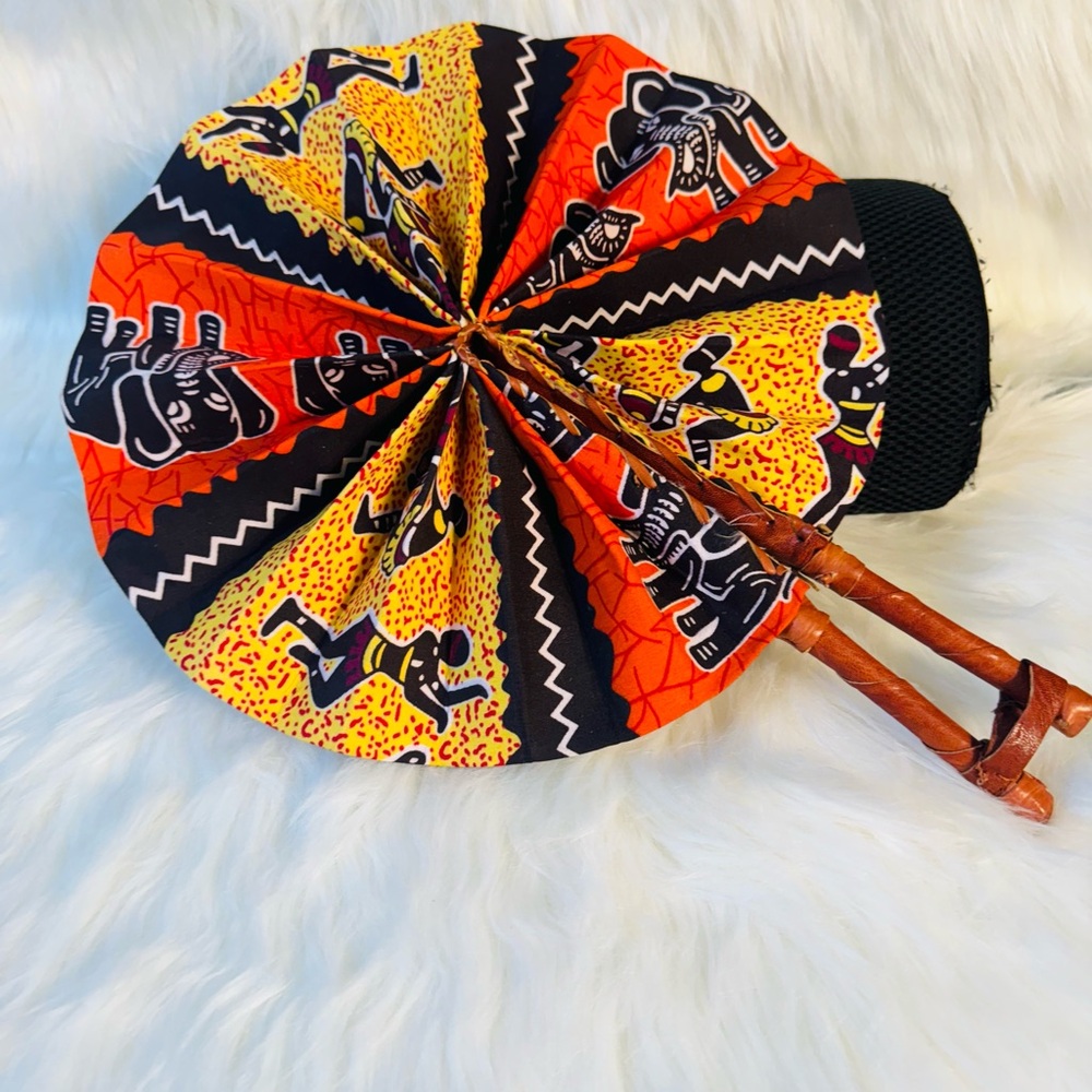 Multicolor Leather Wrapped Fan - Picture 3 of 5